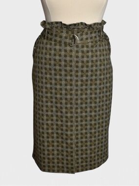 Cato Houndstooth Paperbag Waist Belted Pencil Skirt